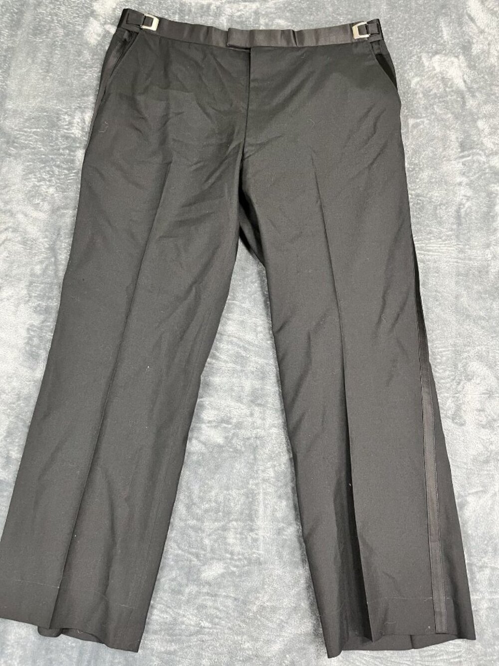 Mens Black Formal Tuxedo Pants Satin Side Stripe Size 36